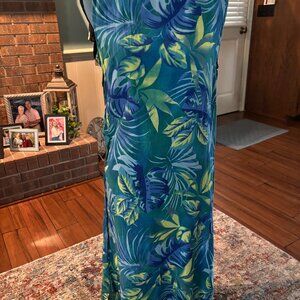 CASSEE'S SIZE MEDIUM TROPICAL FLOOR LENGTH SUNDRESS SLEEVELESS HIDDEN ZIPPER NWT